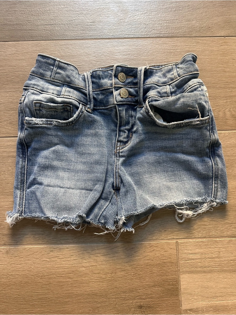 Light Blue Denim Shorts with Raw Hem